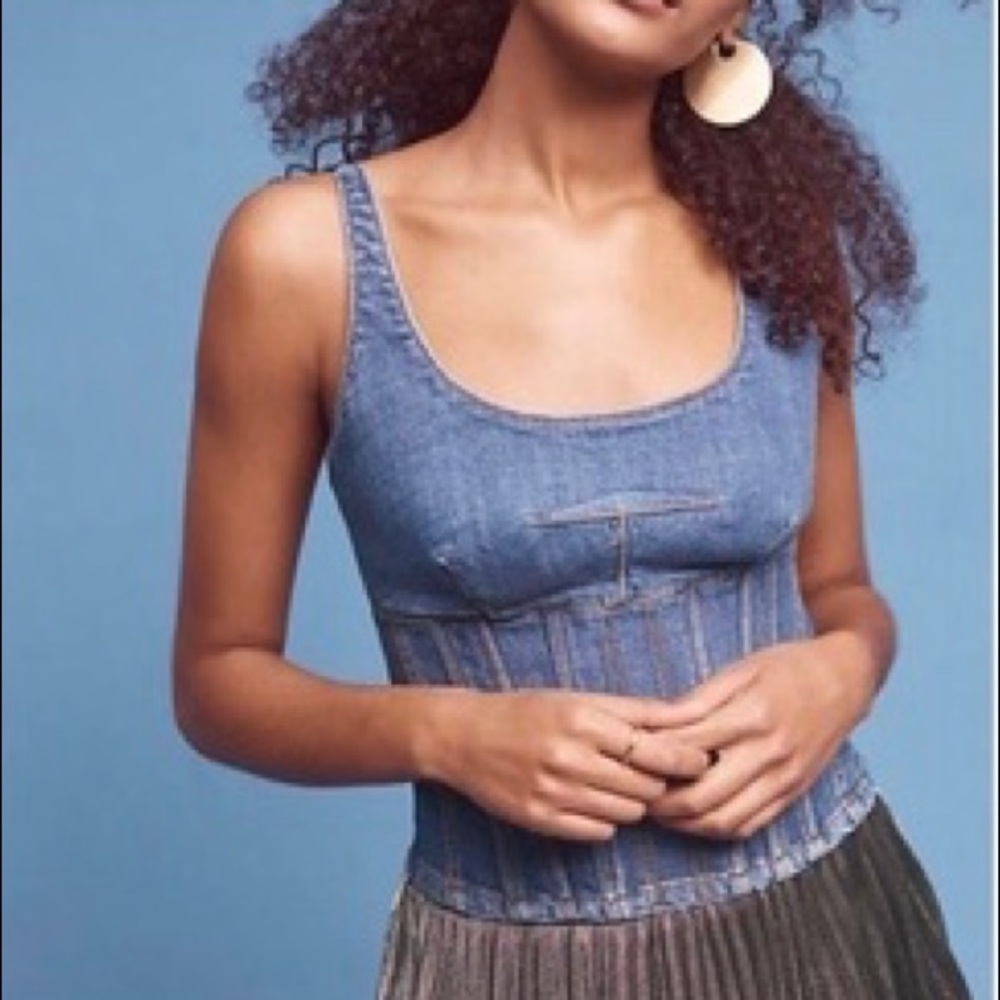 Anthropologie Maeve Denim Corset Cami